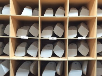 Shoe lasts organized by size